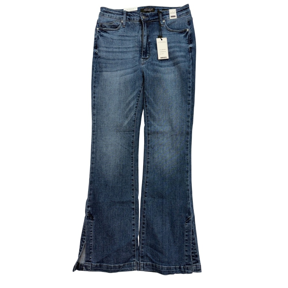 Judy Blue Slim Bootcut Jeans Womens 13/31 Blue High Waist Side Slit Denim New